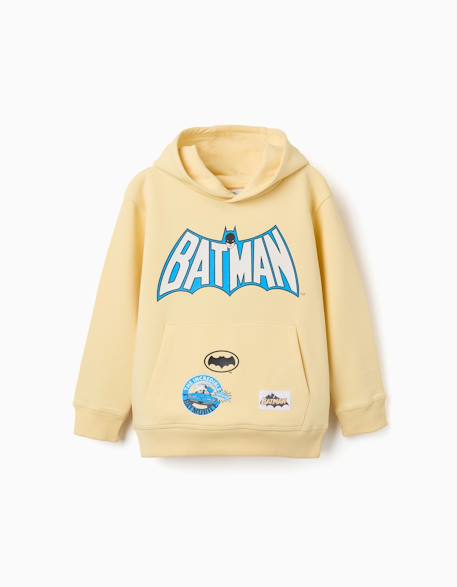 Sweat en coton peigné à capuche avec imprimé batman Jaune 1 - vertbaudet enfant 