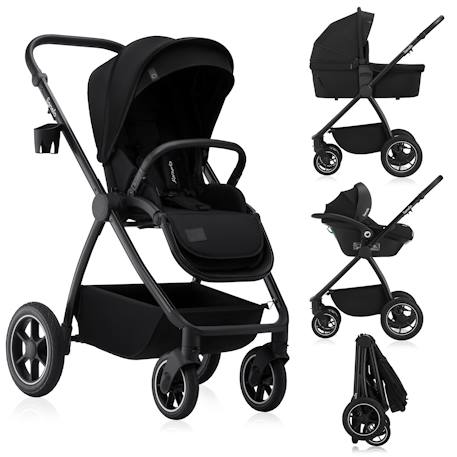 Poussette 3en1 meril jusqu’à 22 kg avec nacelle, siège-auto, sac et accessoires Beige sand+Black onyx+Grey stone 7 - vertbaudet enfant 