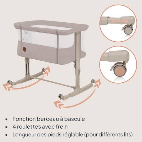 Lit cododo berceau 3en1 Aurora avec matelas et sac Beige cappuccino+Beige taupe+Green sage+Grey concrete+Grey monument 4 - vertbaudet enfant 
