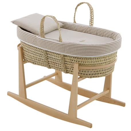 Couffin bébé matelassé avec support en bois Beige/blanc+Beige/naturel 6 - vertbaudet enfant 
