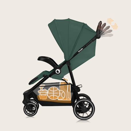 Poussette tout-terrain emma one 6-48 mois avec grandes roues et pliage rapide Beige sand+Green forest+Grey stone 12 - vertbaudet enfant 