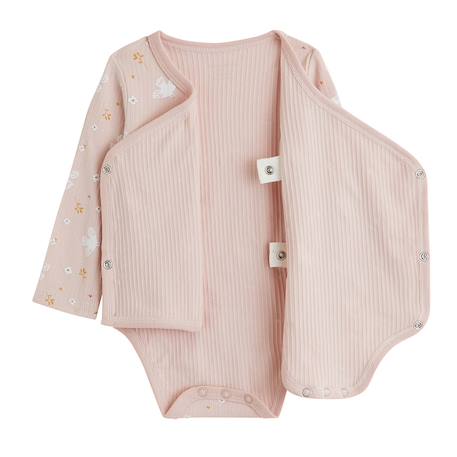 Lot de 2 bodies bébé manches longues ouverture croisée miette Rose 4 - vertbaudet enfant 