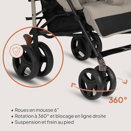 Poussette canne compacte irma 6-36 mois avec moustiquaire et amortisseurs avant Beige sand+Black onyx+Green emerald+Grey stone+Grey/dark grey 4 - vertbaudet enfant 