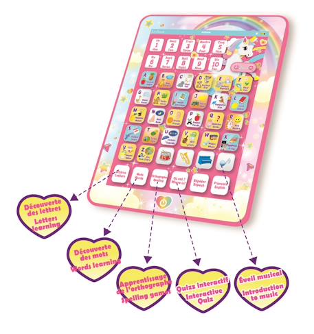 Tablette éducative bilingue licorne en français et en anglais ROSE 3 - vertbaudet enfant 