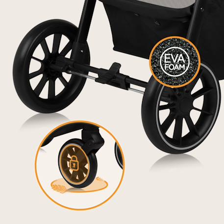 Poussette tout-terrain emma one 6-48 mois avec grandes roues et pliage rapide Beige sand+Green forest+Grey stone 9 - vertbaudet enfant 