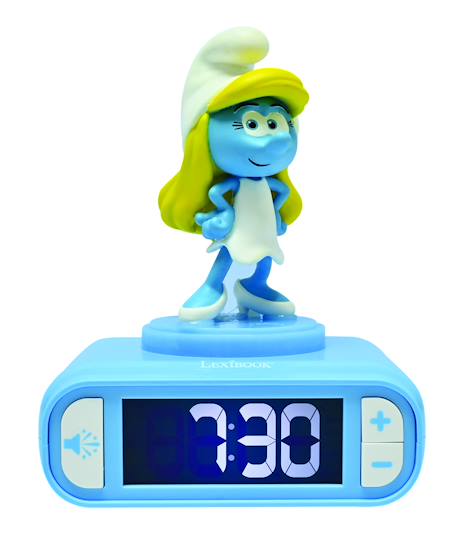 Réveil - veilleuse Schtroumpfette avec effets sonores, écran LCD rétro-éclairé BLEU 1 - vertbaudet enfant 