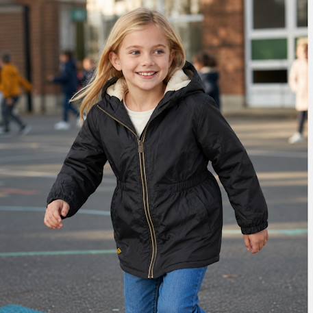 Parka fille Ecru+Marine+Noir 14 - vertbaudet enfant 