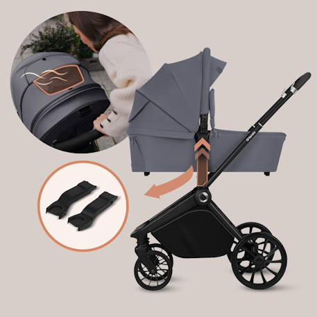 Poussette trio mika plus jusqu’à 4 ans avec nacelle, siège-auto et accessoires Beige sand+Black onyx+Green olive+Grey stone+Mocha mousse 21 - vertbaudet enfant 