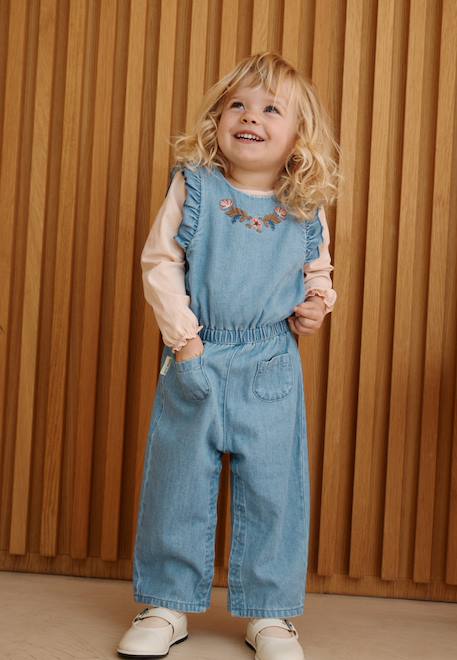 Salopette bébé en jean cléo Bleu 1 - vertbaudet enfant 