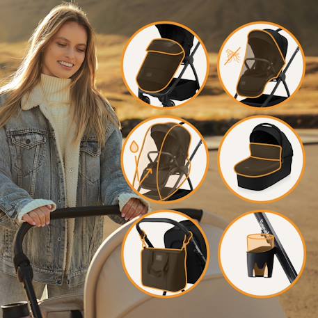 Poussette 3en1 meril jusqu’à 22 kg avec nacelle, siège-auto, sac et accessoires Beige sand+Black onyx+Grey stone 8 - vertbaudet enfant 