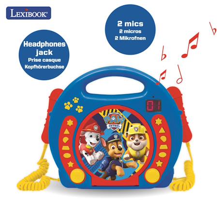 Lecteur cd portable avec 2 microphones pat patrouille BLEU 3 - vertbaudet enfant 