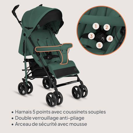 Poussette canne compacte irma 6-36 mois avec moustiquaire et amortisseurs avant Black onyx+Green emerald+Grey/dark grey 8 - vertbaudet enfant 