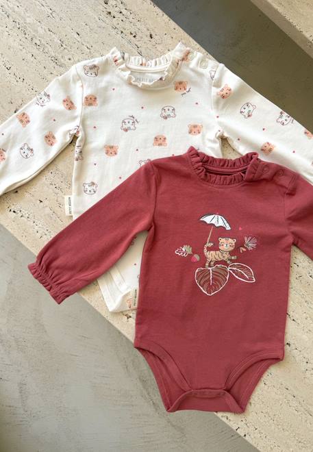 Lot de 2 bodies bébé manches longues léa Rose 1 - vertbaudet enfant 
