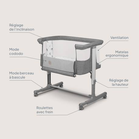 Lit cododo berceau 3en1 Aurora avec matelas et sac Beige cappuccino+Beige taupe+Green sage+Grey concrete+Grey monument 20 - vertbaudet enfant 