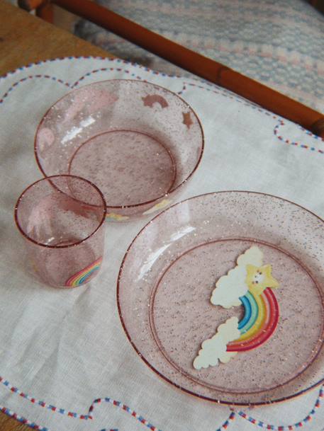 Set repas paillettes bleu+rose 8 - vertbaudet enfant 