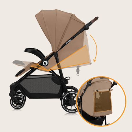 Poussette tout-terrain emma one 6-48 mois avec grandes roues et pliage rapide Beige sand+Green forest+Grey stone 4 - vertbaudet enfant 
