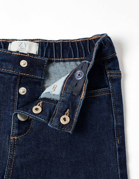 Jean à jambe large avec boutons-pression Bleu foncé 3 - vertbaudet enfant 