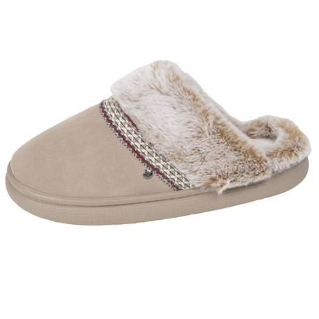 Chaussons mules cuir semelle bloup extra confort Beige+Camel 1 - vertbaudet enfant 