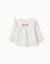 Sweat en coton peigné avec fleurs en relief Blanc 1 - vertbaudet enfant 