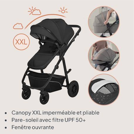 Poussette trio lionelo bianka - jusqu'à 22kg - pack poussette, nacelle, siège auto et accessoires Beige sand+Beige taupe+Black onyx+Grey stone 17 - vertbaudet enfant 