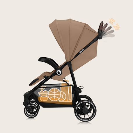 Poussette tout-terrain emma one 6-48 mois avec grandes roues et pliage rapide Beige sand+Green forest+Grey stone 6 - vertbaudet enfant 