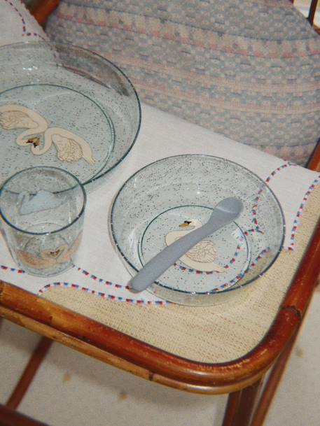 Set repas paillettes bleu+rose 1 - vertbaudet enfant 
