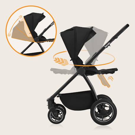 Poussette 3en1 meril jusqu’à 22 kg avec nacelle, siège-auto, sac et accessoires Beige sand+Black onyx+Grey stone 9 - vertbaudet enfant 