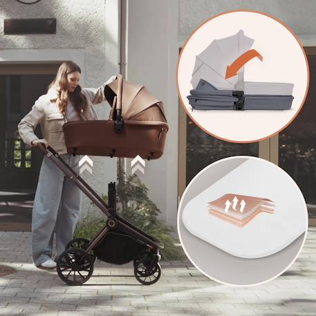Poussette trio mika plus jusqu’à 4 ans avec nacelle, siège-auto et accessoires Beige sand+Black onyx+Green olive+Grey stone+Mocha mousse 22 - vertbaudet enfant 