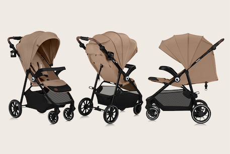 Poussette tout-terrain emma one 6-48 mois avec grandes roues et pliage rapide Beige sand+Green forest+Grey stone 2 - vertbaudet enfant 