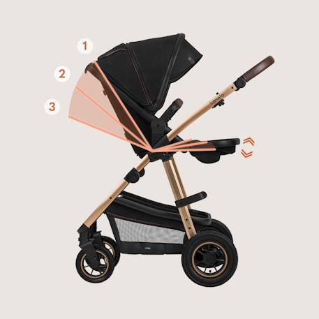 Poussette 3en1 amber jusqu’à 22 kg avec nacelle, siège-auto, sac et accessoires Beige sand+Black onyx+Black silver+Brown chocolate+Green forest+Grey graphite 10 - vertbaudet enfant 