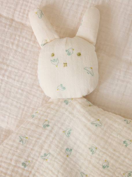 Doudou lapin gaze de coton biologique - imprimé hirondelles Imprimé hirondelles 2 - vertbaudet enfant 