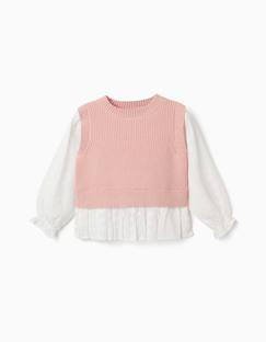 Pull bi-matière en maille et coton - vertbaudet enfant