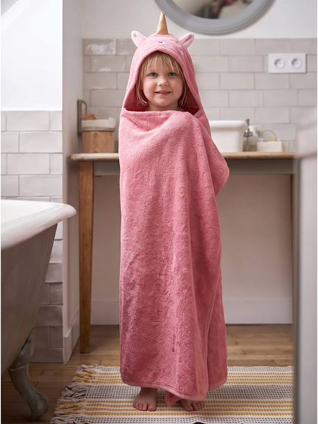 Serviette à capuche licorne framboise 1 - vertbaudet enfant 