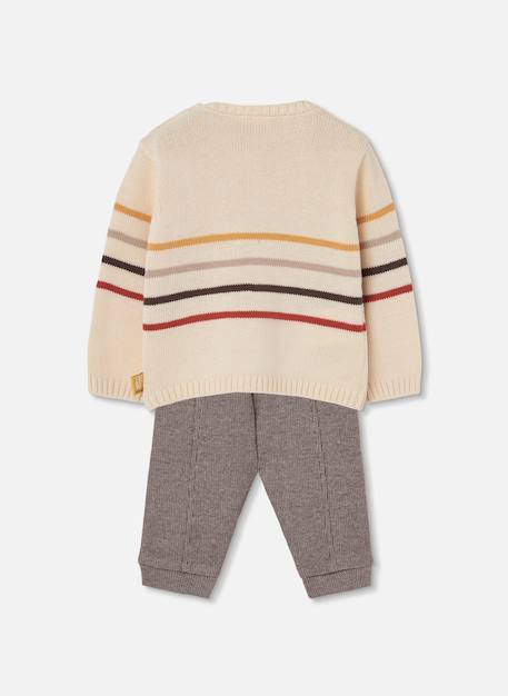 Ensemble bébé garçon maille à rayures Blanc 4 - vertbaudet enfant 