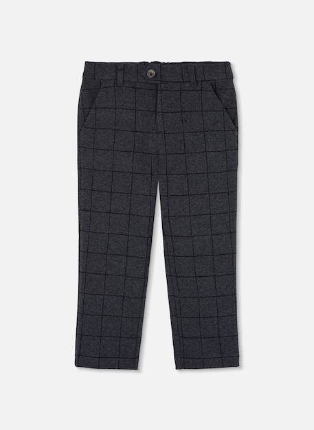 Pantalon garçon maille carreaux Gris 2 - vertbaudet enfant 