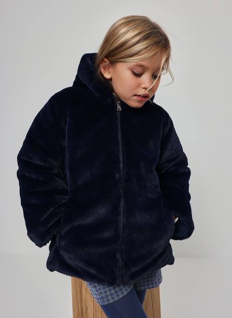 Parka fille tissu technique réversible Bleu 1 - vertbaudet enfant 