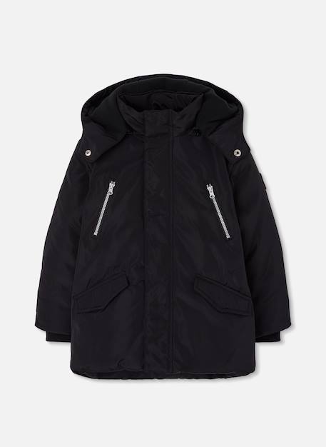 Parka garçon en tissu technique à capuche Noir 1 - vertbaudet enfant 