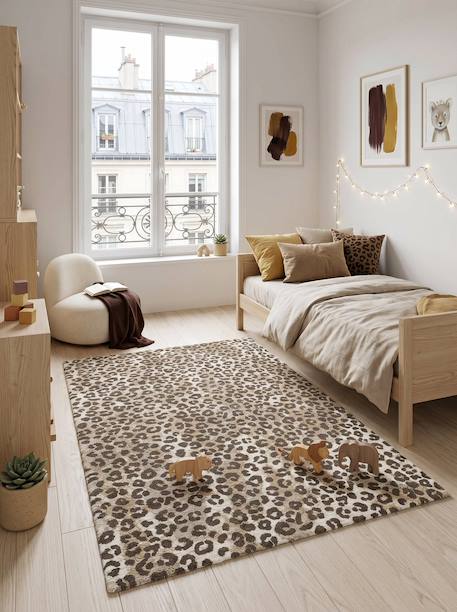 Tapis doux au design léopard karoo Beige sable 2 - vertbaudet enfant 