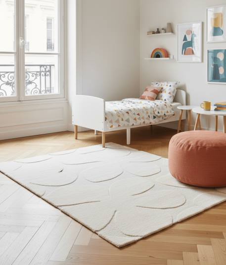 Tapis doux à motifs en relief blossom Blanc pur+Brun naturel 2 - vertbaudet enfant 
