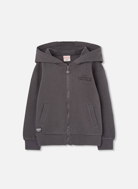 Veste garçon molleton à capuche Gris 1 - vertbaudet enfant 