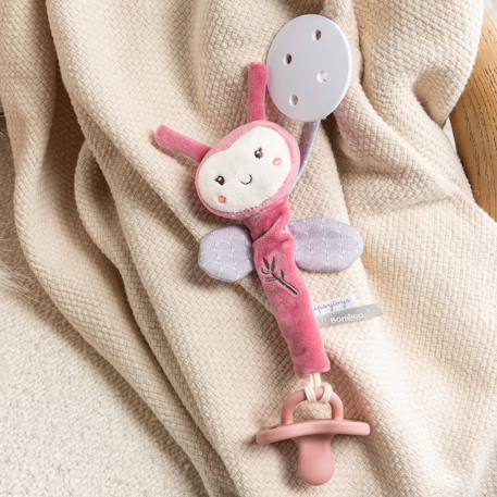Peluche - attache tétine bebe bamboo - coccinelle - 13 cm s/carte Rose 3 - vertbaudet enfant 