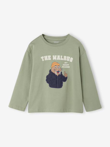 T-shirt manches longues garçon blanc+vert sauge 7 - vertbaudet enfant 
