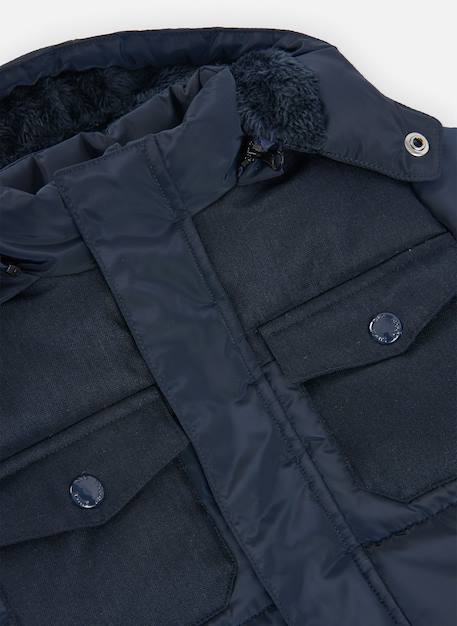Parka garçon en tissu technique à capuche Bleu 4 - vertbaudet enfant 