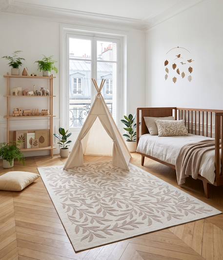 Tapis design en fibres recyclées bagatelle Beige sable+Rose poudrée+Vert naturel 2 - vertbaudet enfant 