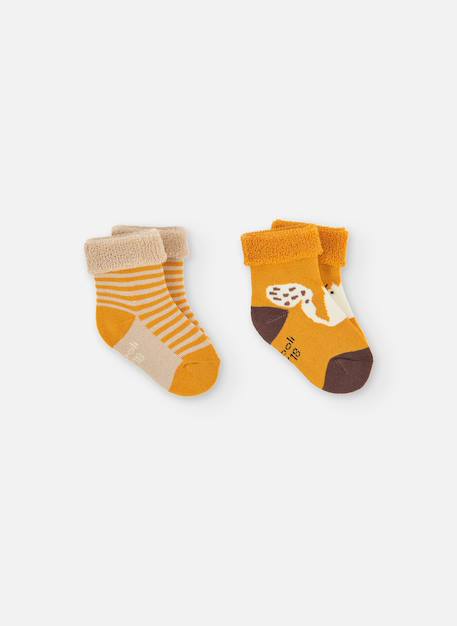 Lot chaussettes bébé imprimé renard Jaune 1 - vertbaudet enfant 