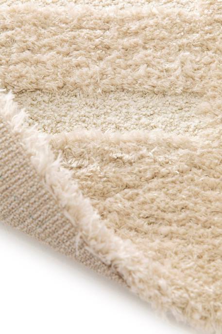 Tapis doux et épais en polyester recyclé effet relief passage Beige sable+Blanc pur 4 - vertbaudet enfant 