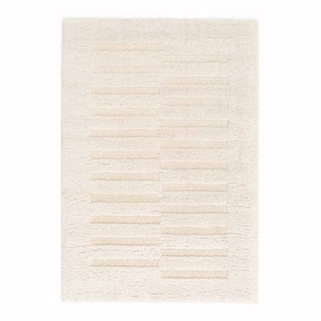 Tapis doux et épais en polyester recyclé effet relief passage Beige sable+Blanc pur 7 - vertbaudet enfant 