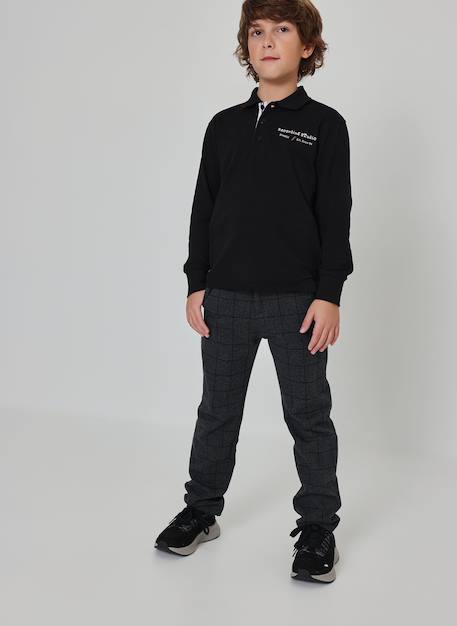 Pantalon garçon maille carreaux Gris 1 - vertbaudet enfant 