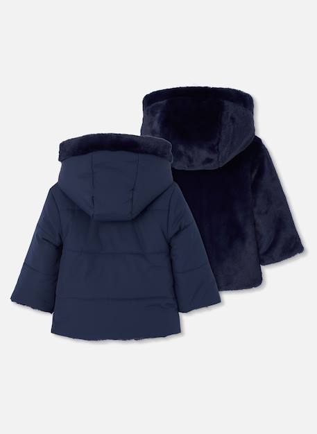 Parka fille tissu technique réversible Bleu 3 - vertbaudet enfant 
