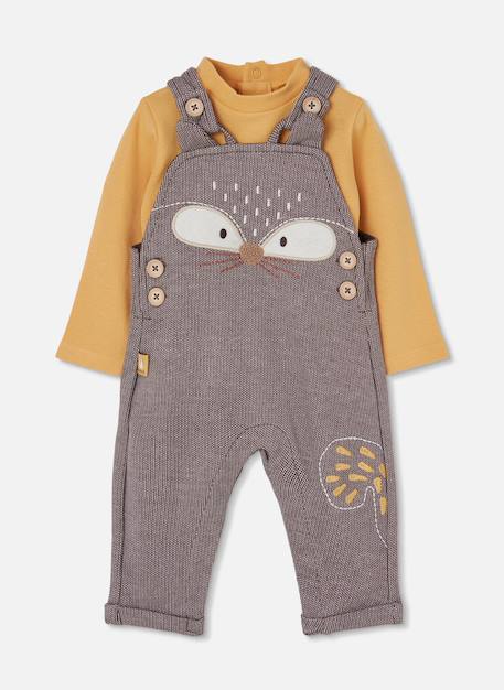 Ensemble bébé garçon maille brodé renard Marron 1 - vertbaudet enfant 